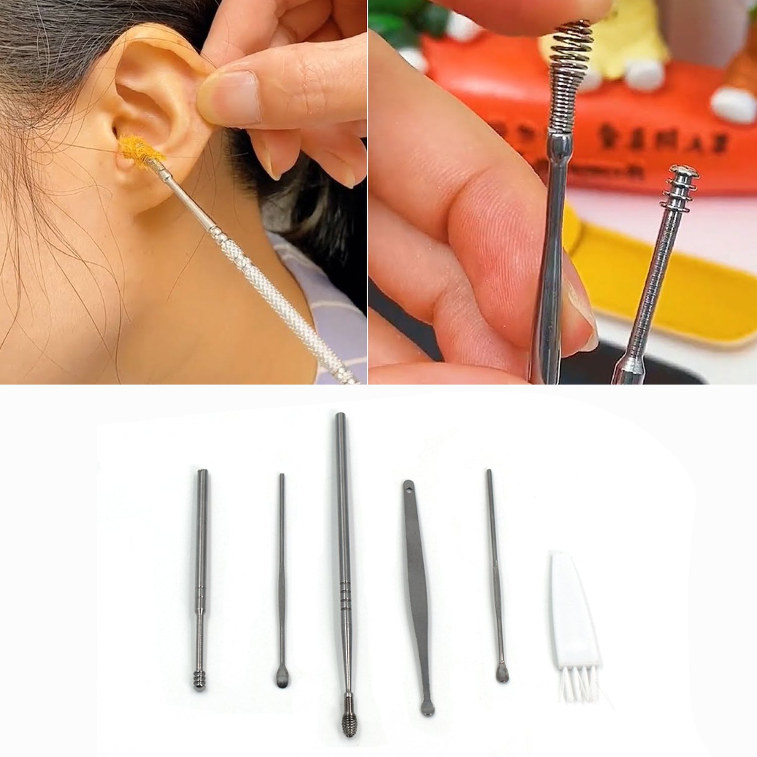 6Pcs Earwax Removal Kit | Ear Cleansing Tool Set | Ear Curette Ear Wax Remover Tool signaturekarts