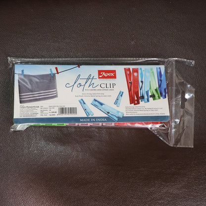Cloth Clips Set of 12 – Strong Grip Plastic Laundry Pegs with Stainless Steel signaturekarts
