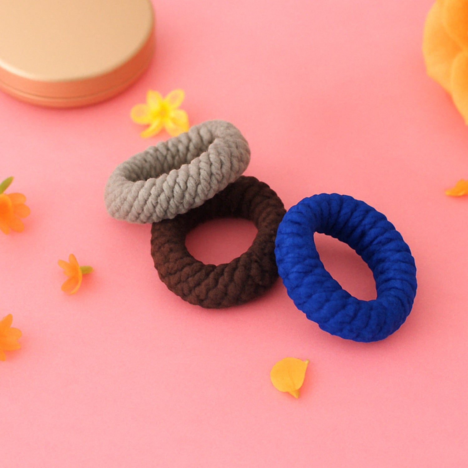 Tyre Shape Hair Rubber Bands Pack of 3 (Multicolour), Hair accessories signaturekarts
