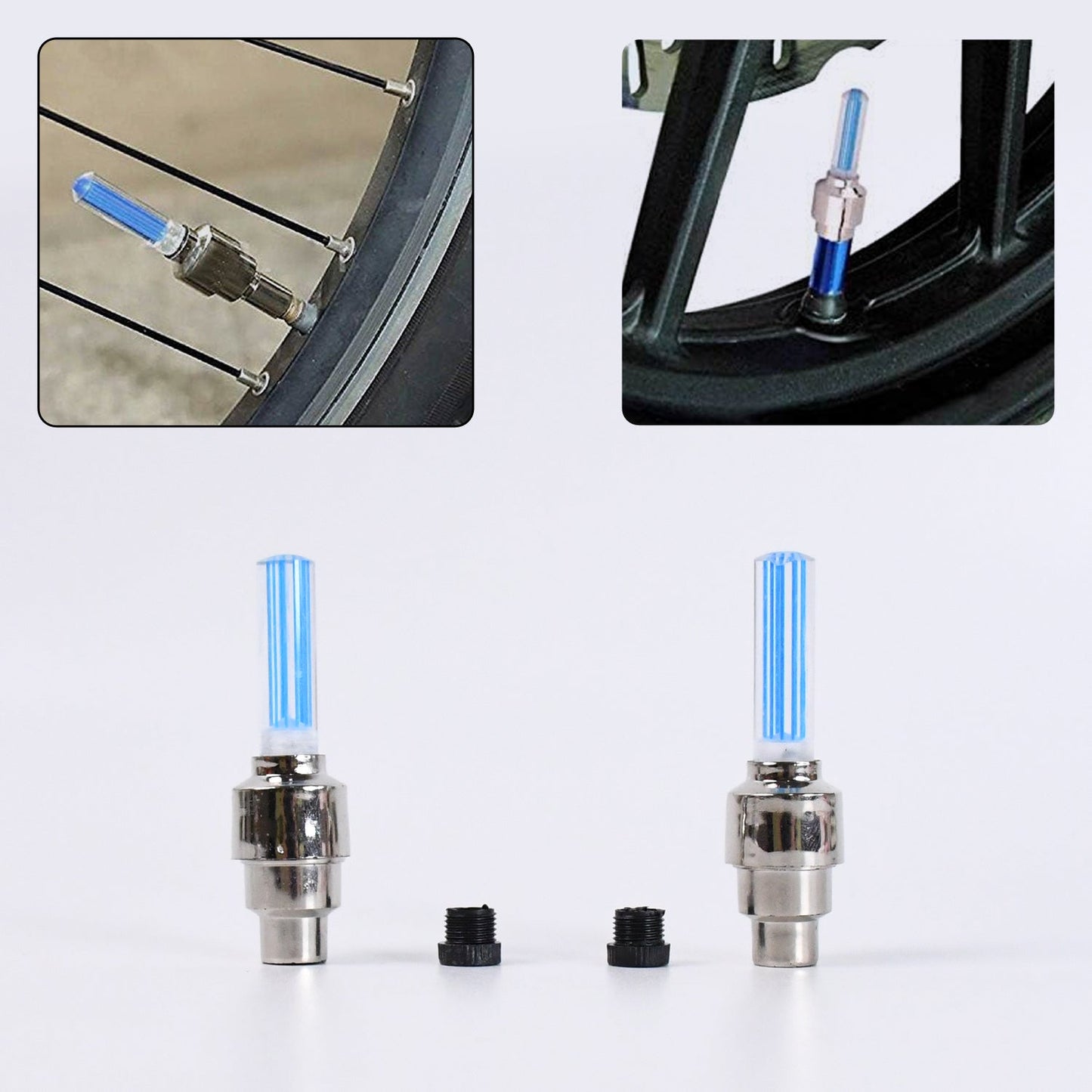 LED Flash Light lamp tyre Wheel Valve Sealing caps (2 Pc / Mix Color) Your Brand