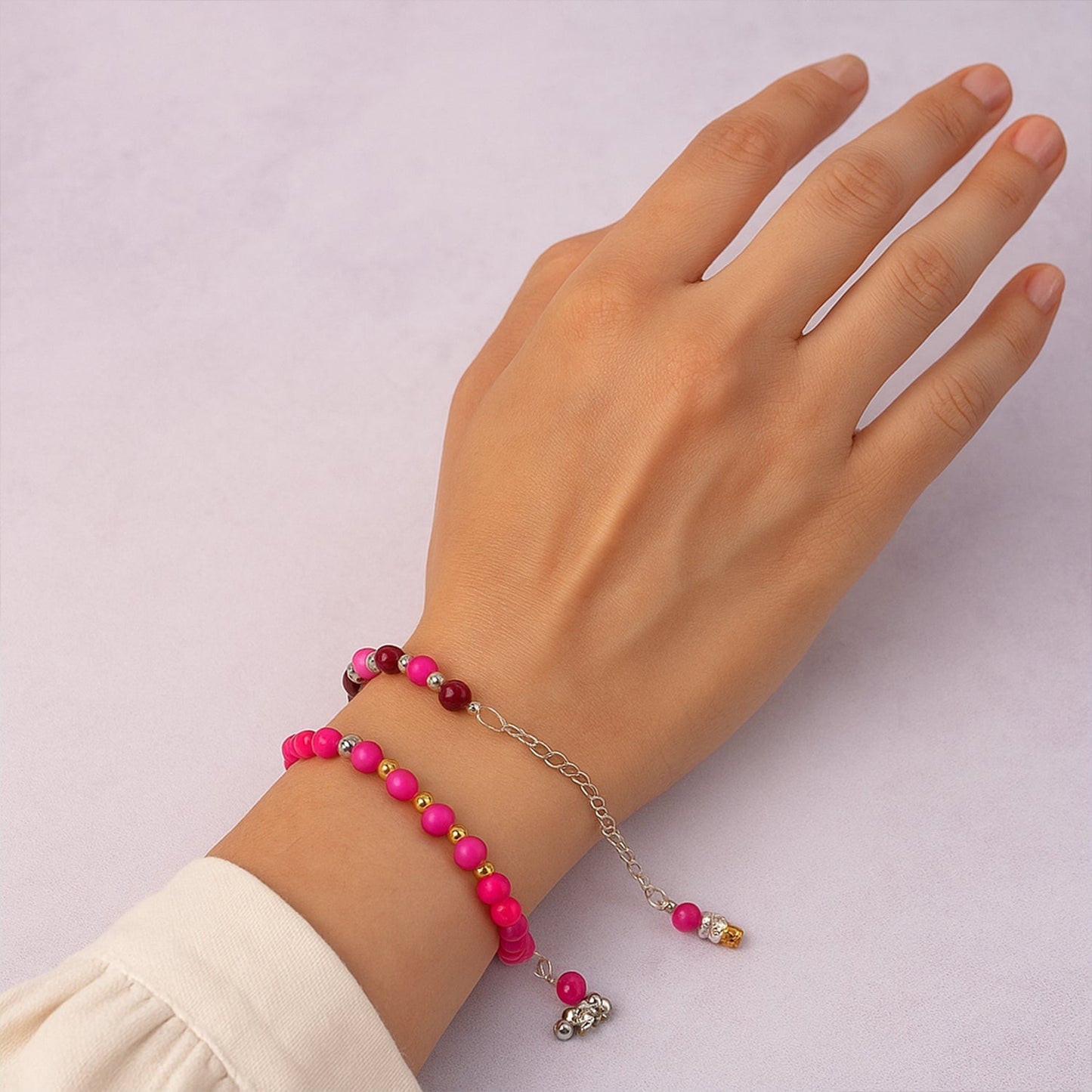 Traditional and Trendy Beaded Bracelet with Adjustable Chain (1 Pc) Signature Kart