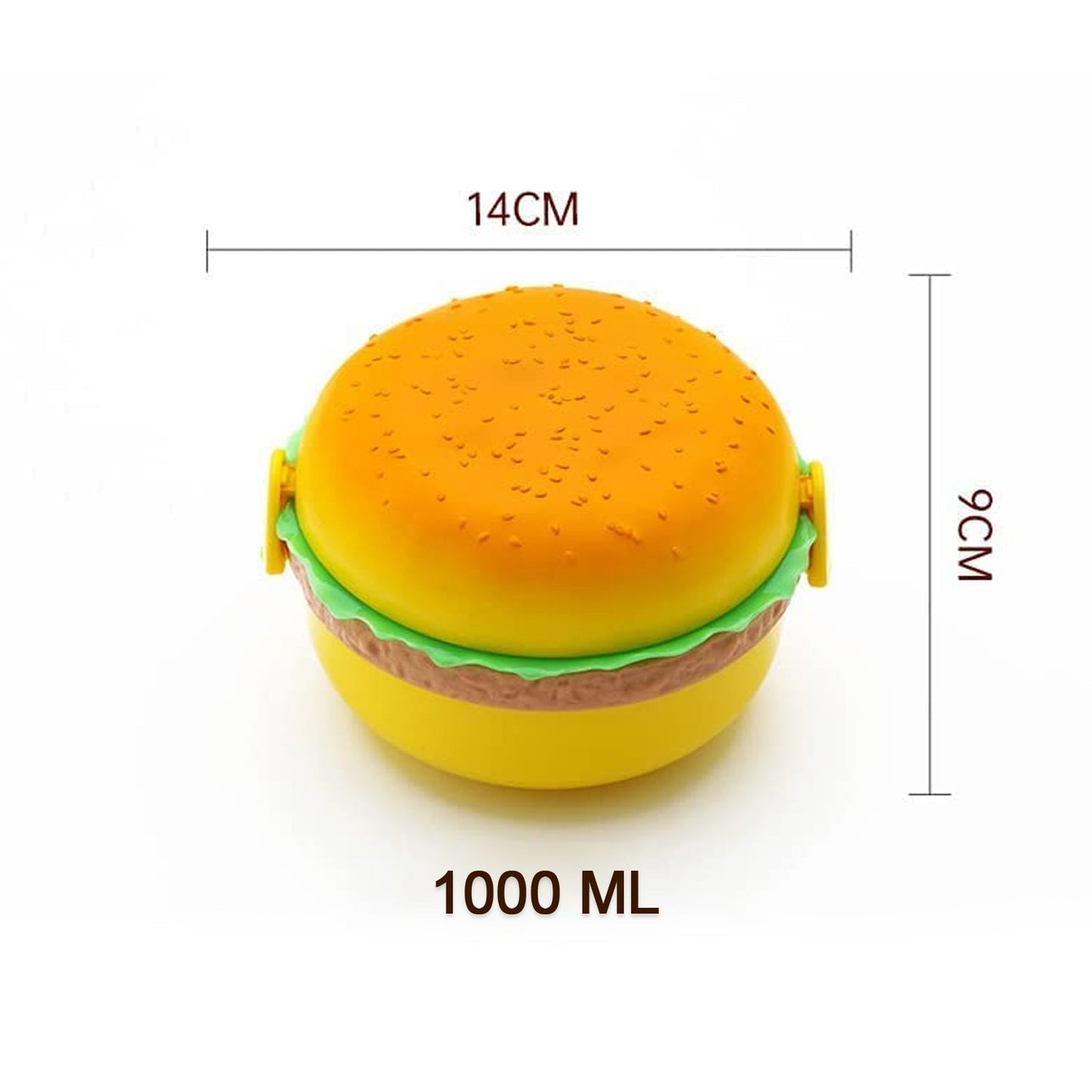 Burger Shape Lunch Box – Double Layer 1000ml Food Container with 2 Spoons for Kids signaturekarts