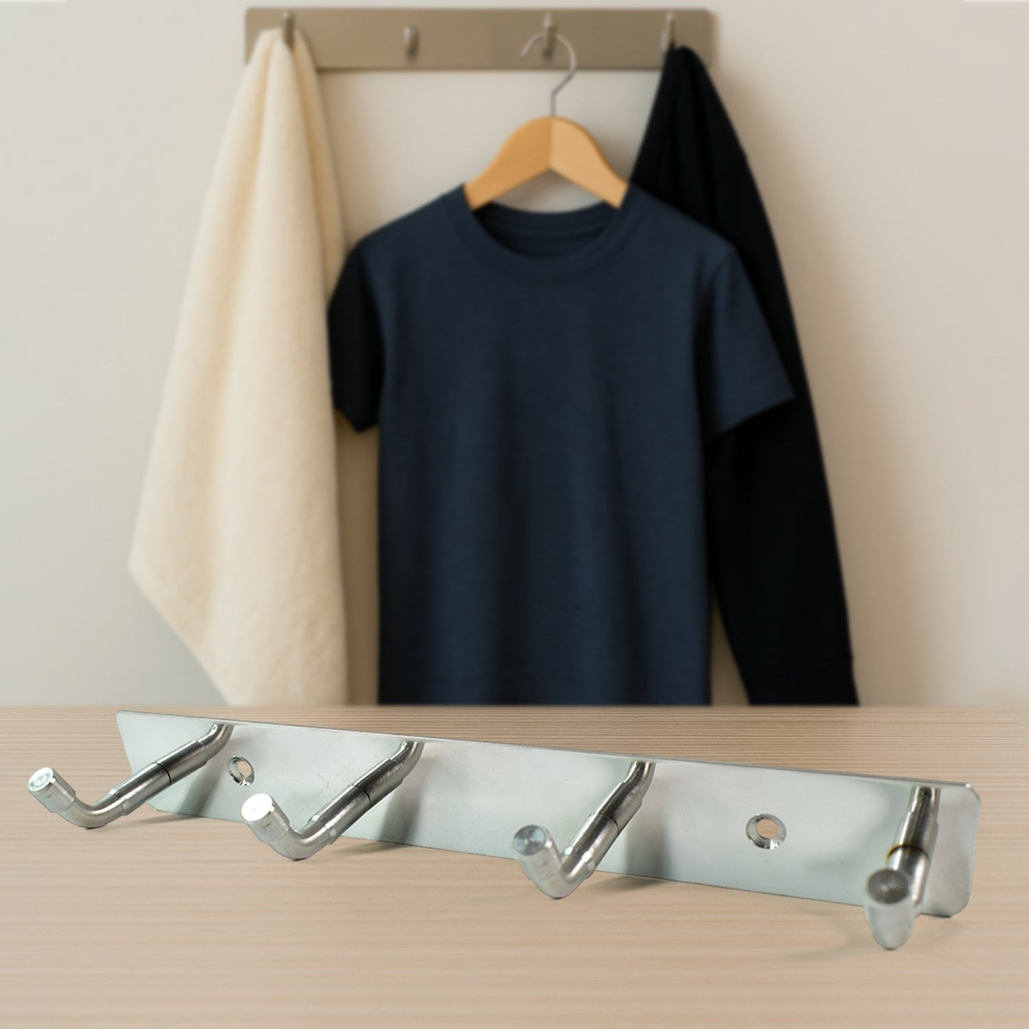 Stainless Steel Wall Mounted Coat 4 Hook Rack (20x3 / 1 Pc) Signature kart
