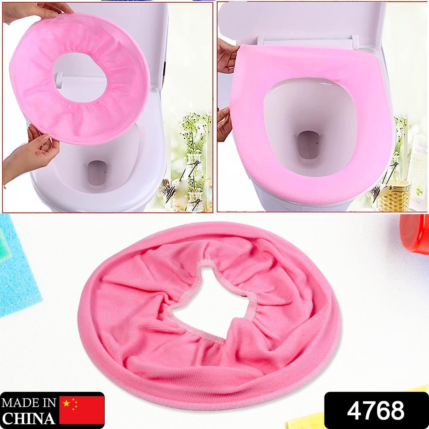 Bathroom Soft Thicker Warmer Stretchable Washable Cloth Toilet Seat Cover (1pc) signaturekarts