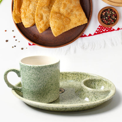Ceramic Tea/Coffee Cup Set - Alpino 3-Piece 2-Compartment Serving Platter (BPA-Free) signaturekarts