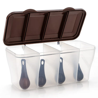 Kitchen Airtight 4-Section Storage Container / Pickle Jar 4 Spoons (1 Pc / Mix Color) signaturekarts