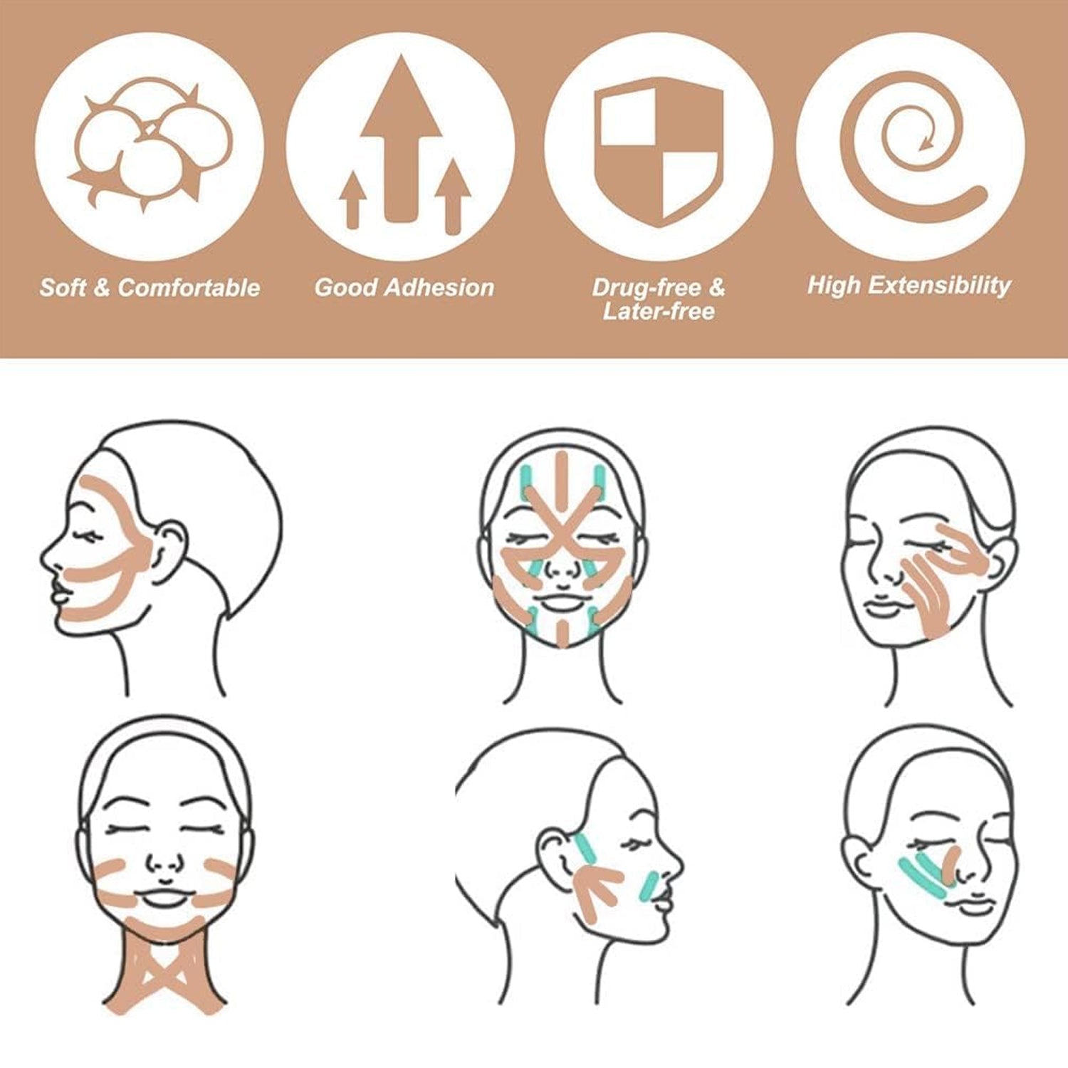 Face Lifting Tape, Myofascial Face Tightening Tape, 2.5 cm x 5 m (1 Pc) Signaturekarts