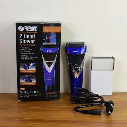 Orbit Rechargeable Electric Foil Shaver 2 Head shaver With Pop up trimmer (1 Pc) signaturekarts