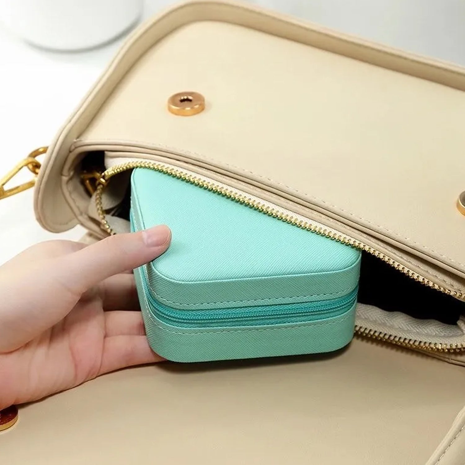 Mini PU Leather jewellery Box for Travel & Storage signaturekarts