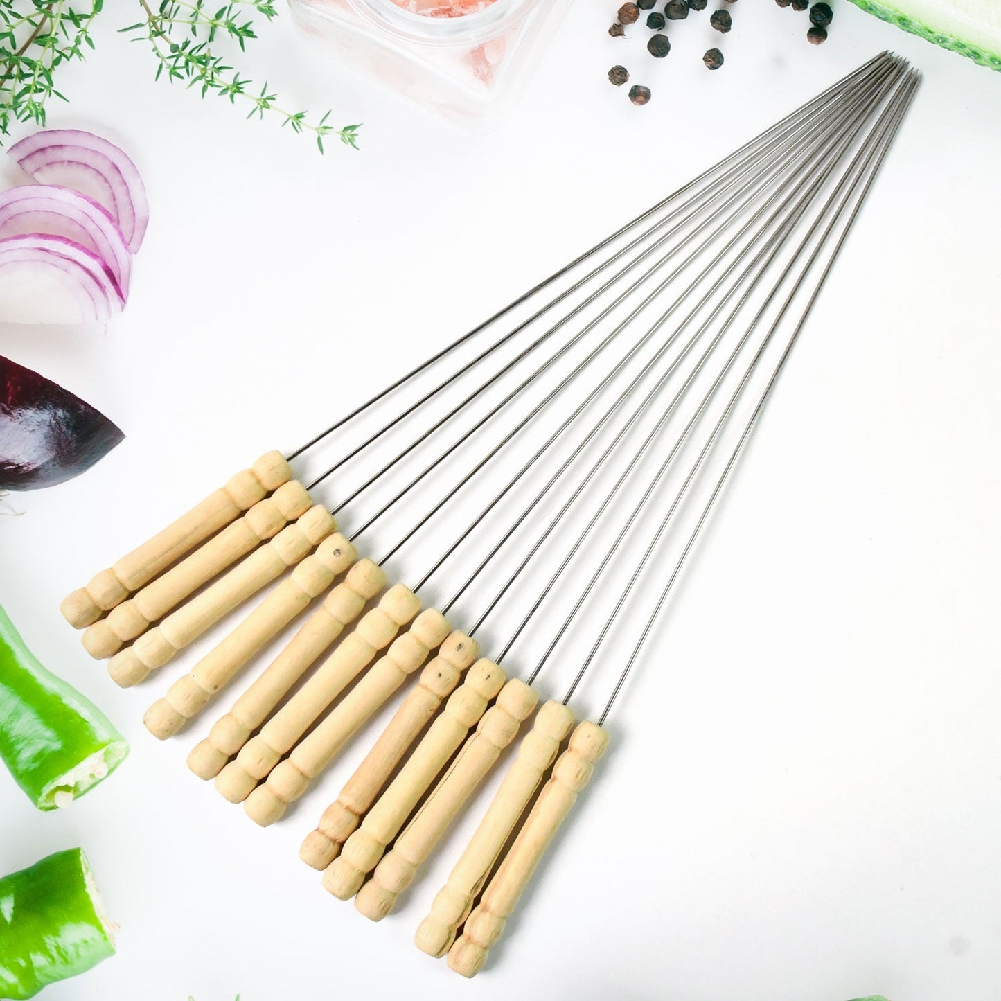 BBQ Tandoor Skewers Grill Sticks for Barbecue (Pack of 12) Signature Kart