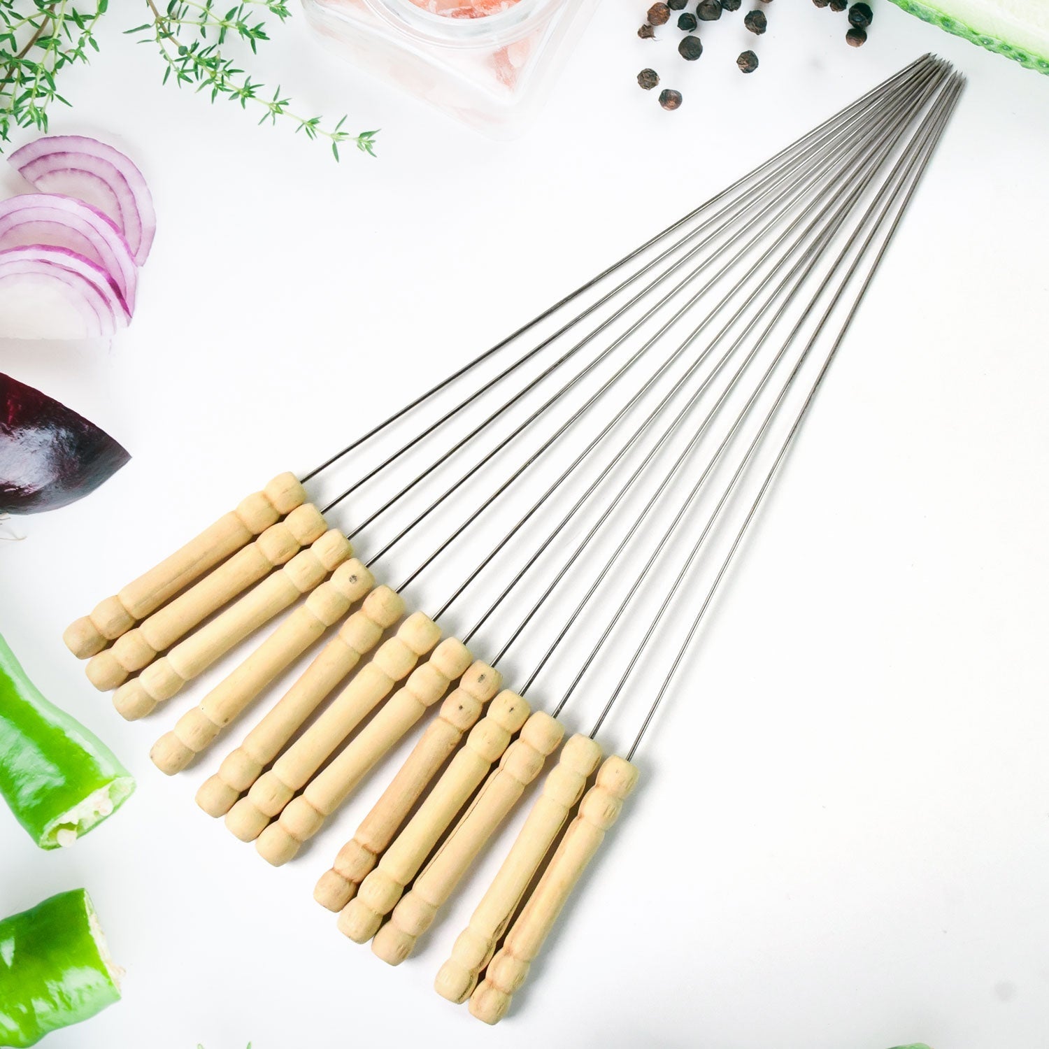 BBQ Tandoor Skewers Grill Sticks for Barbecue (Pack of 12) Signature Kart