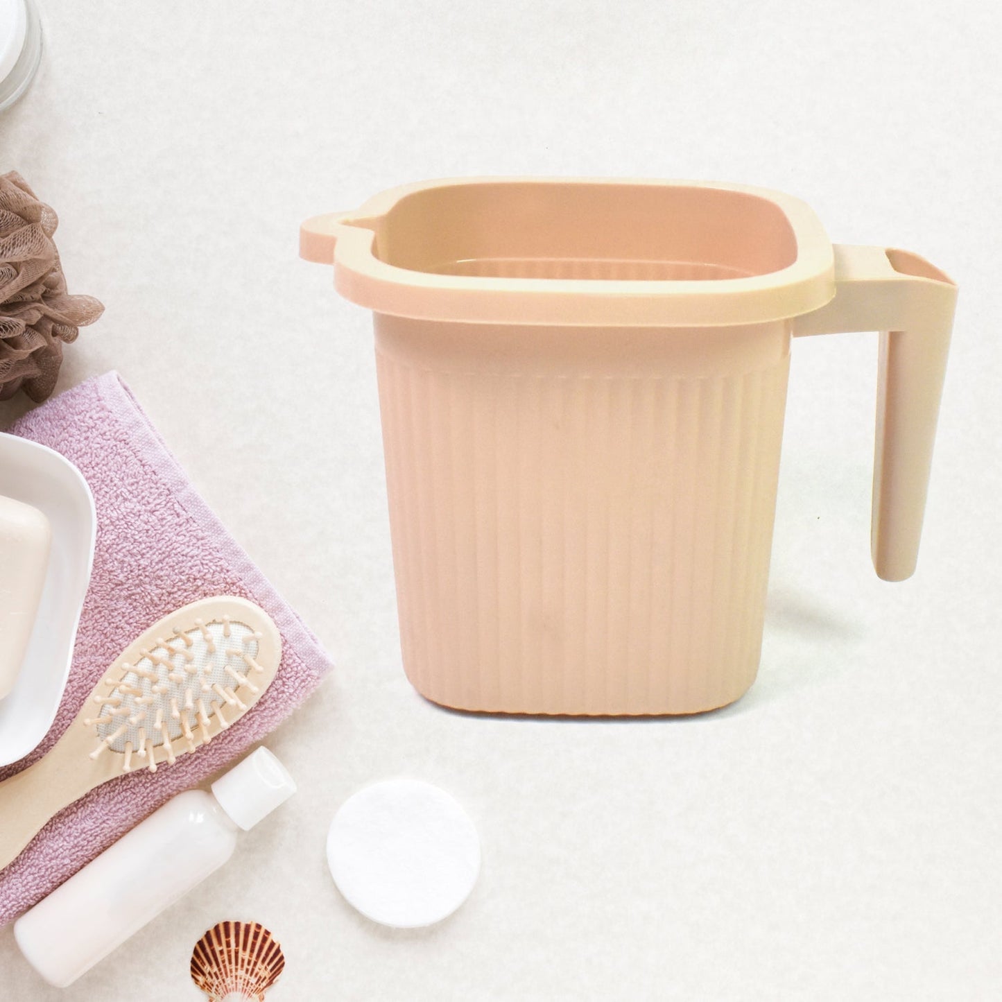 Plastic Square Bath Water Mug (4 Pc / 1000 ML / Mix Color) Signaturekarts