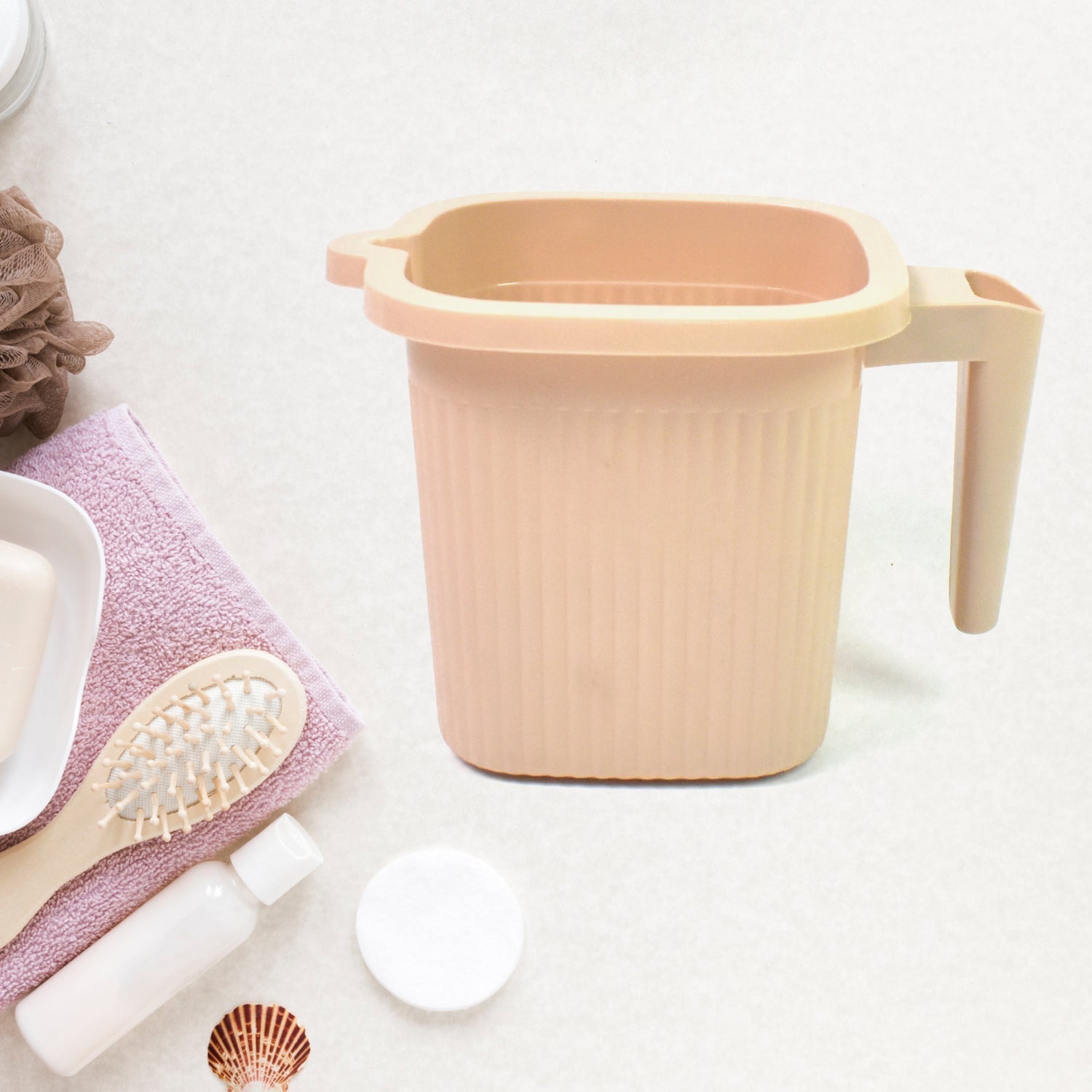Plastic Square Bath Water Mug (4 Pc / 1000 ML / Mix Color) Signaturekarts