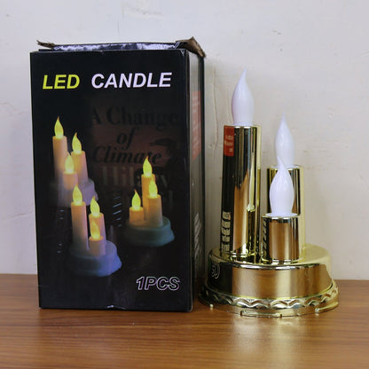 LED Flameless Candle Lamp with Triple Candle Design (1 Pc) signaturekarts