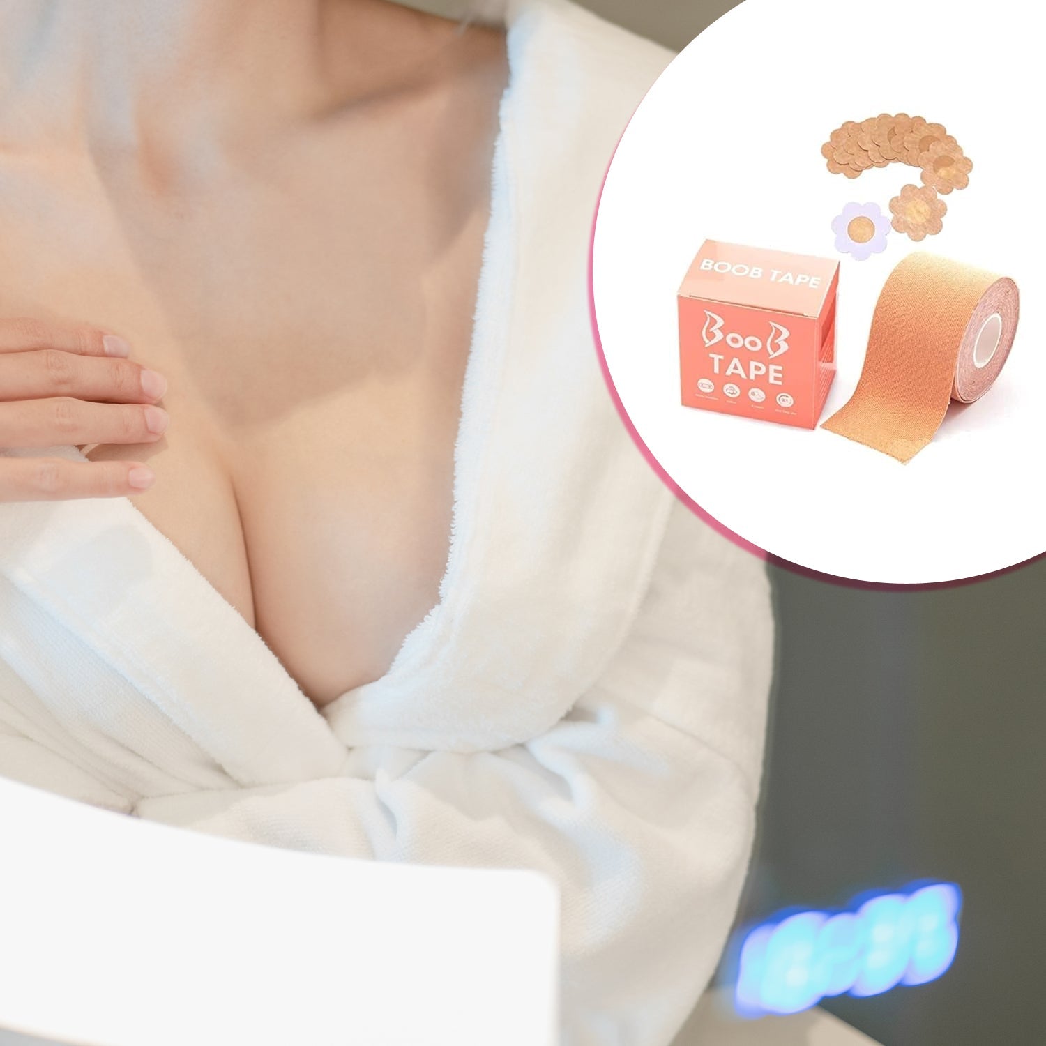 Boob Tape with Nipple Covers: Cotton, Breathable, Lift & Support (5m, 10 Pairs) signaturekarts