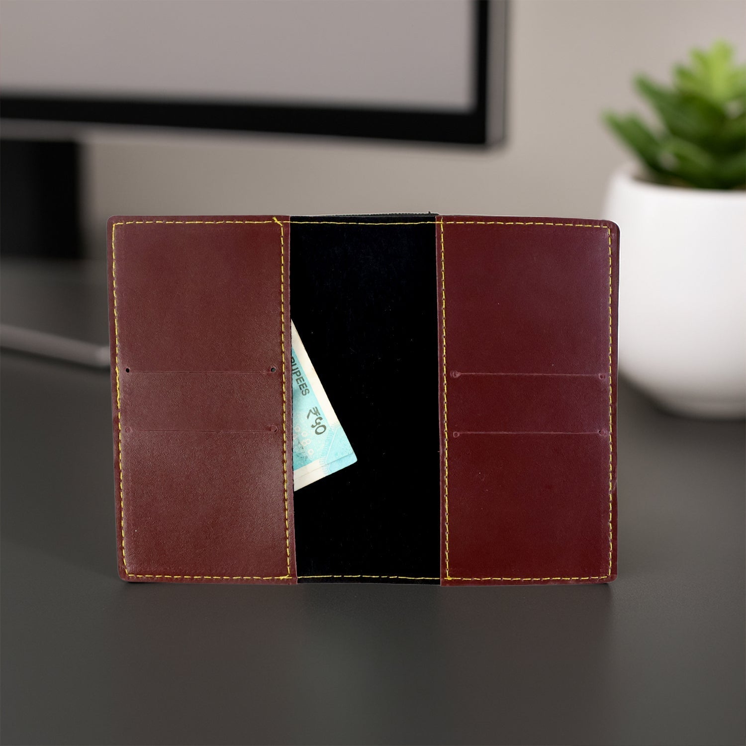 PU Leather Multipurpose Card Holder & Slim Travel Wallet (1 Pc) The Morsignaturekarts