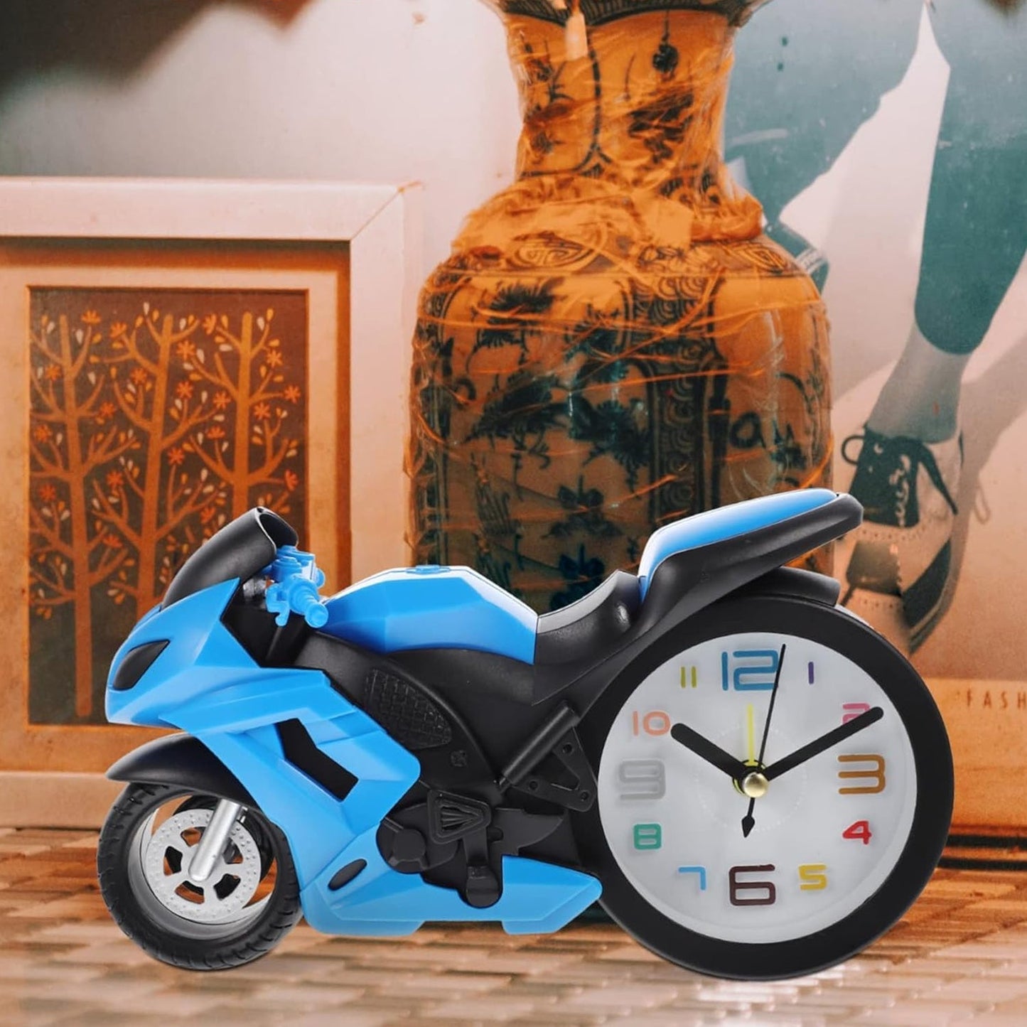 Retro Motorcycle Alarm Clock – Novelty Bike Engine Style Desk Clock signaturekarts