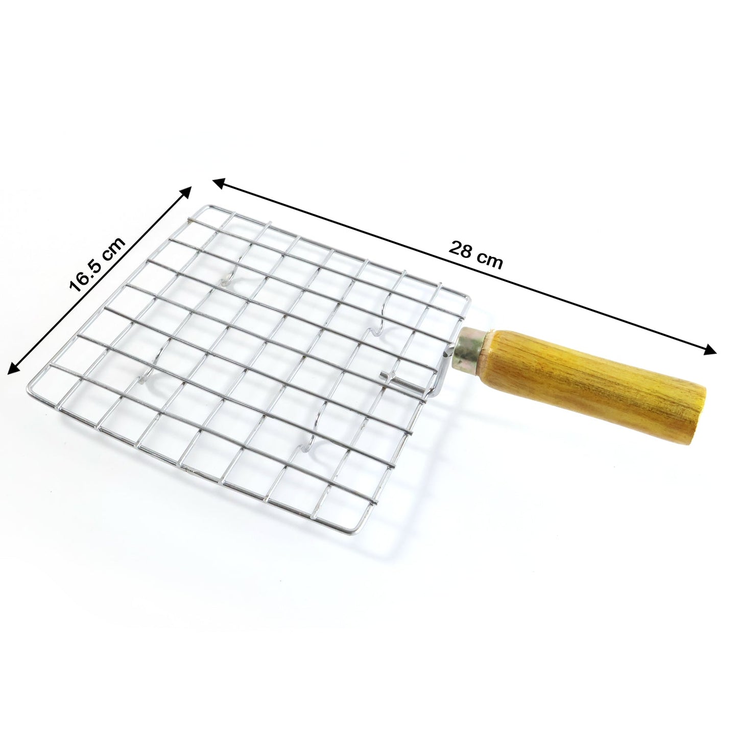 Kitchen Square Stainless Steel Roaster Jali, Barbecue Grill with Wooden Handle Signature Kart