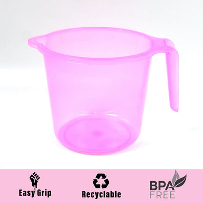 Plastic Round Transparent Bath Water Mug (5 pc / Mix colour / 1200 ML) Signaturekarts