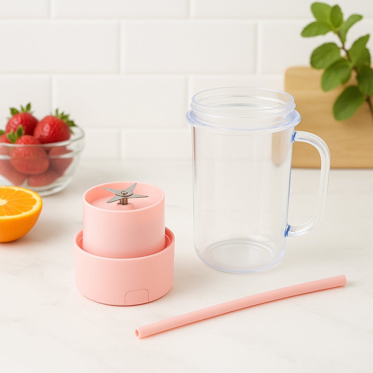 Portable Crusher Juicer With Handle & Straw, USB Rechargeable Multi Blades (420 ML) signaturekarts