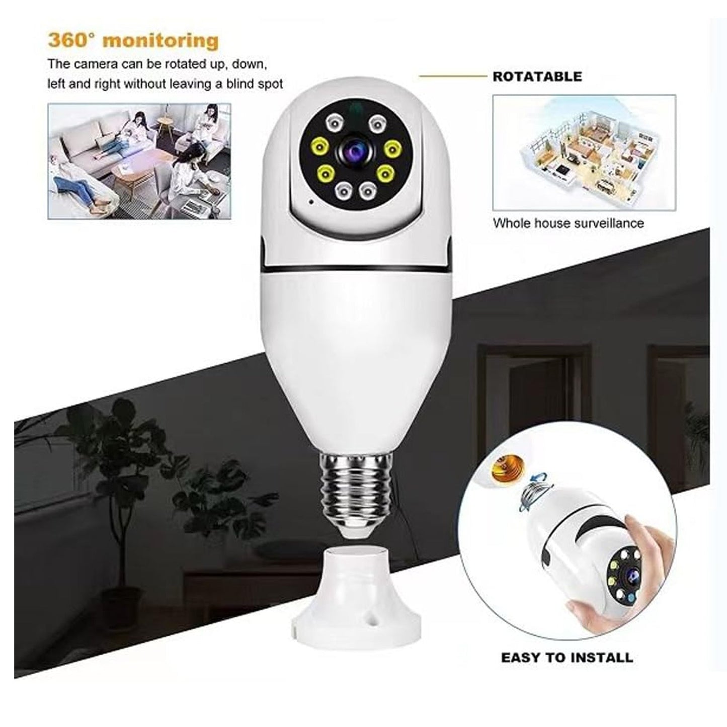 V380 Pro Fisheye 360 Degree Panoramic Wireless WiFi IP CCTV Security (Pack of 1) Signaturekarts