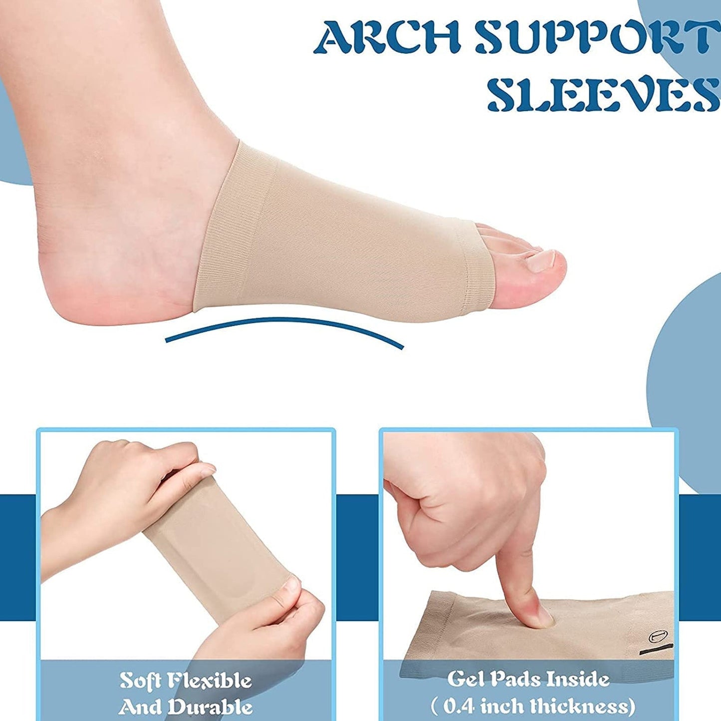 Foot Arch Support for Men & Women | Medial Arch Support for Flat Feet Correction Sleeve with Cushion | Plantar Fasciitis Leg Foot Pain Relief Product | Foot Care for Orthopedic Shoes Slippers, (1 Pair) signaturekarts