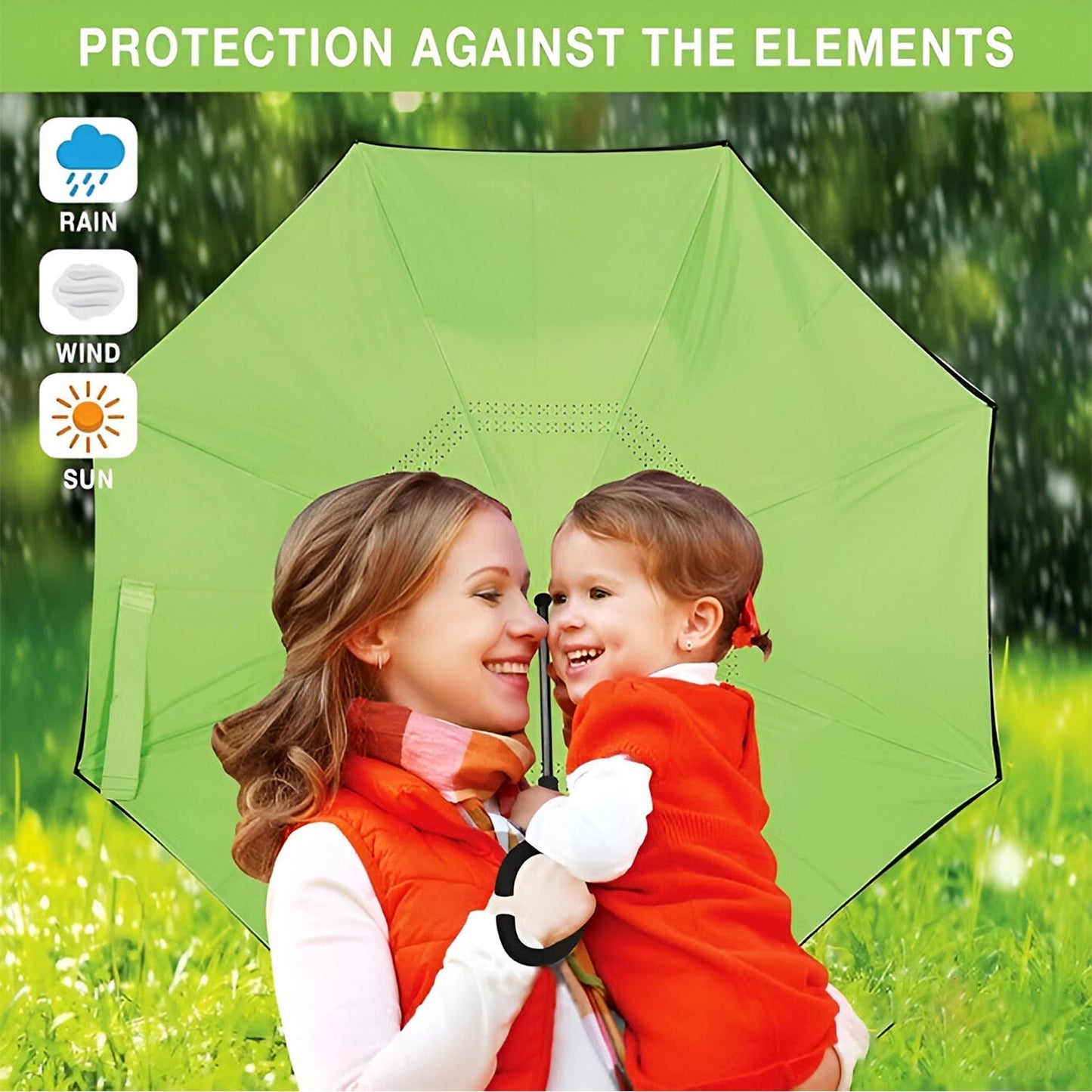 Foldable UV & Rain Umbrella with C-Shaped Handle – Kids (1 Pc / Mix Color) Signaturekarts