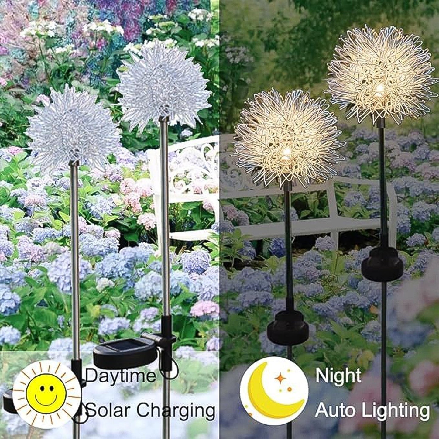 Solar Powered Dandelion Garden Lights (2 Pc) Signature Kart