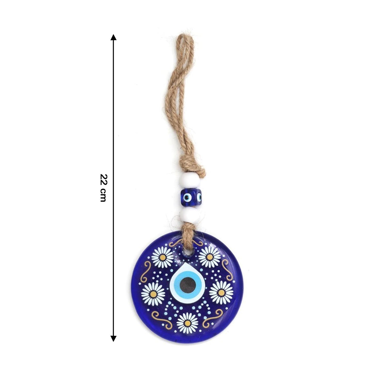 Decorative Evil Eye Wall Hanging Nazar Protector Charm with Beads, Wind Chime (1 Pc) Signature Kart