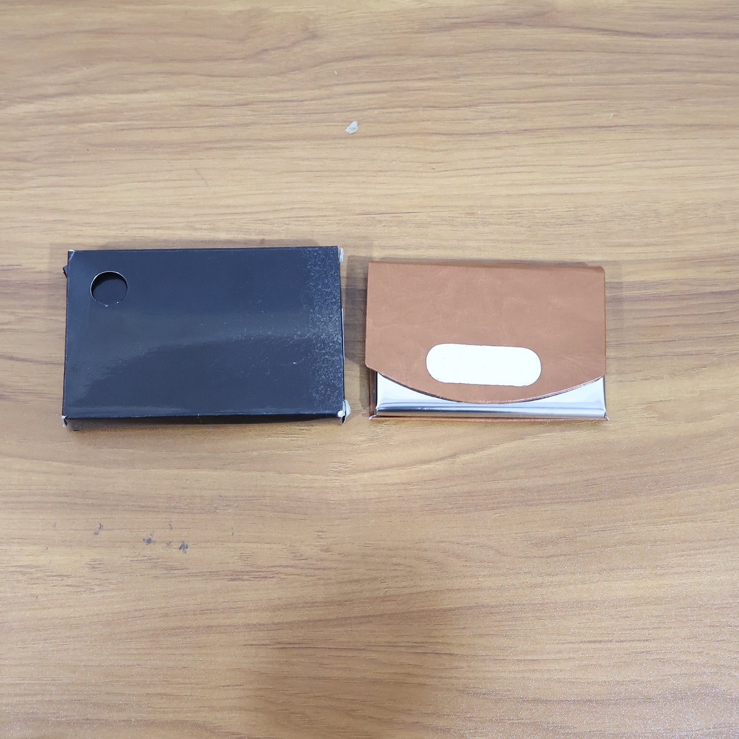 Leather & Stainless-Steel Business Card Holder (1 Pc) The Morsignaturekarts
