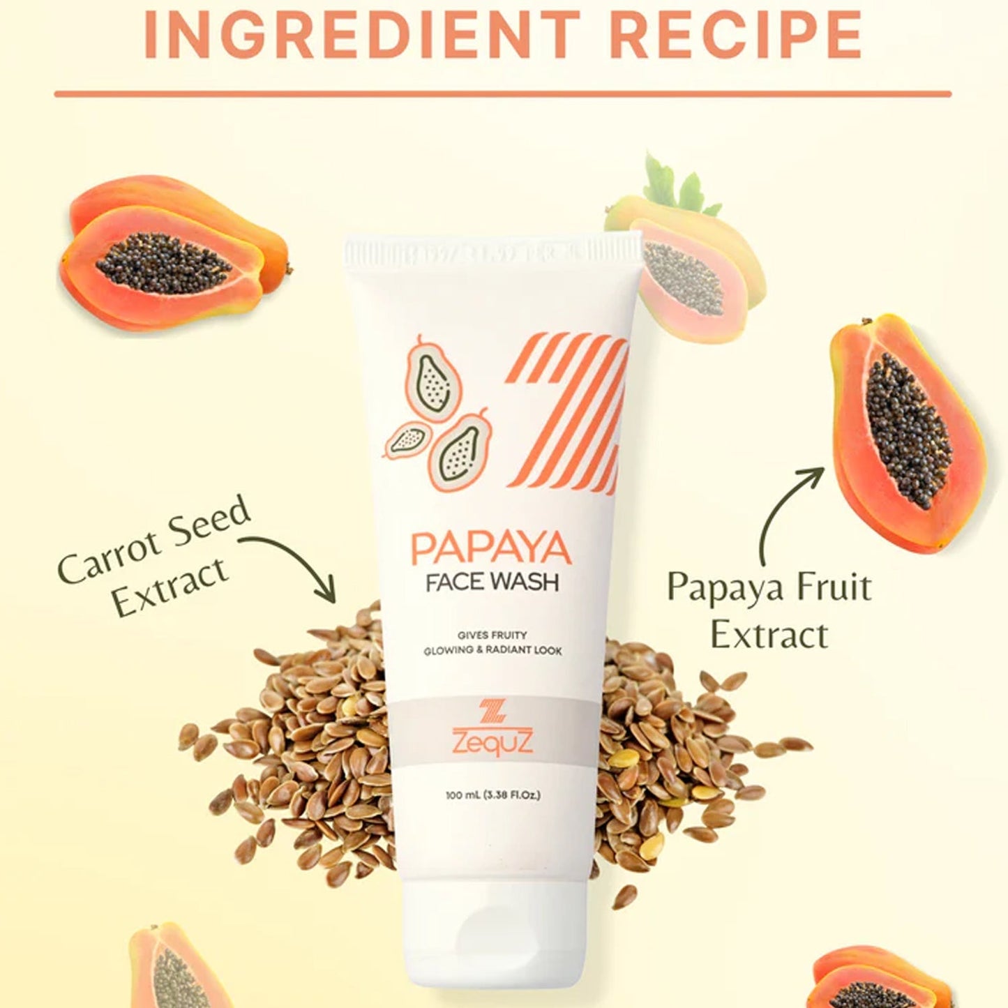 Zequz Papaya Face Wash - (100ml / 1 Pc) signaturekarts