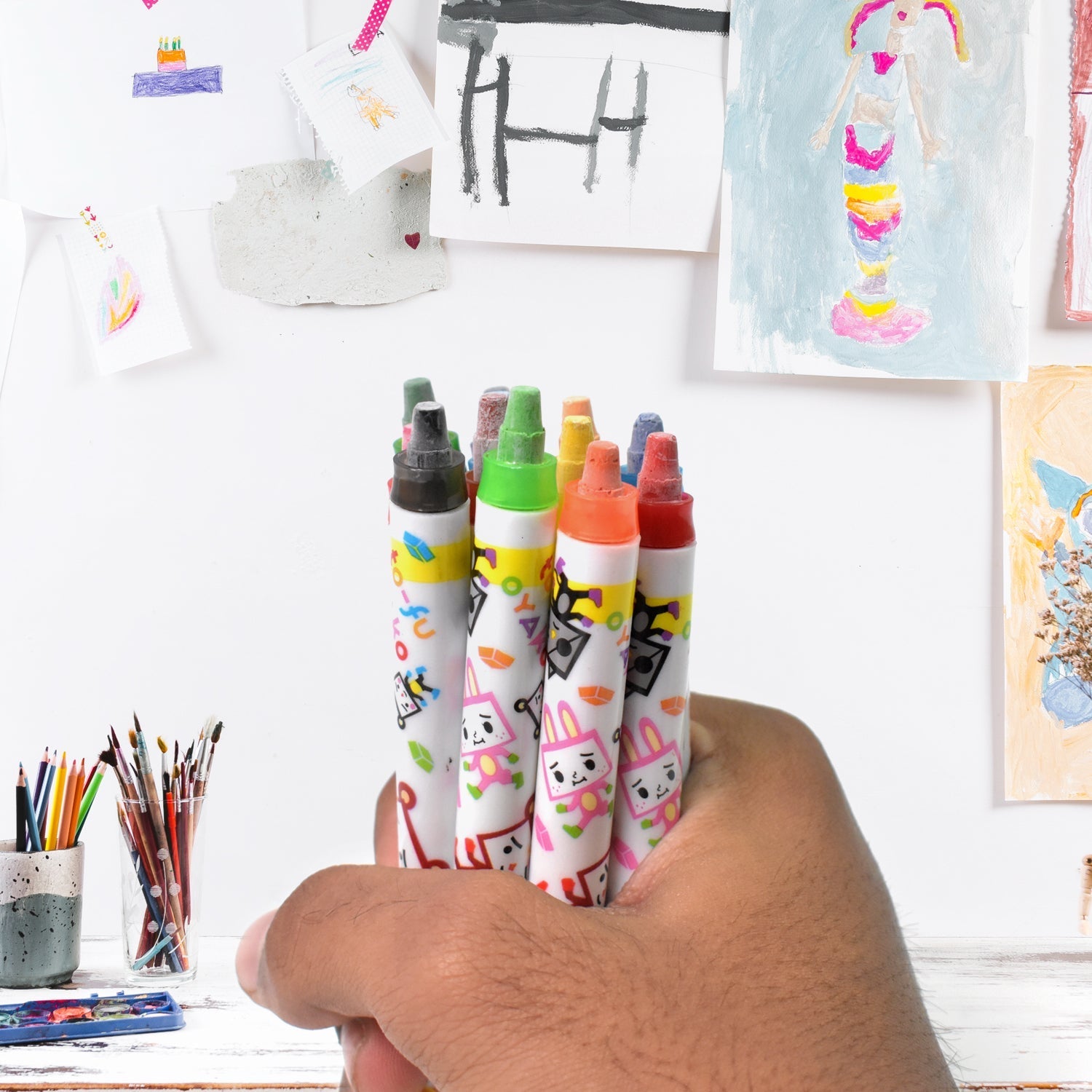 Crayons - 12 Colours Washable Testable Non-Toxic Jumbo Crayons for Toddlers Signaturekarts