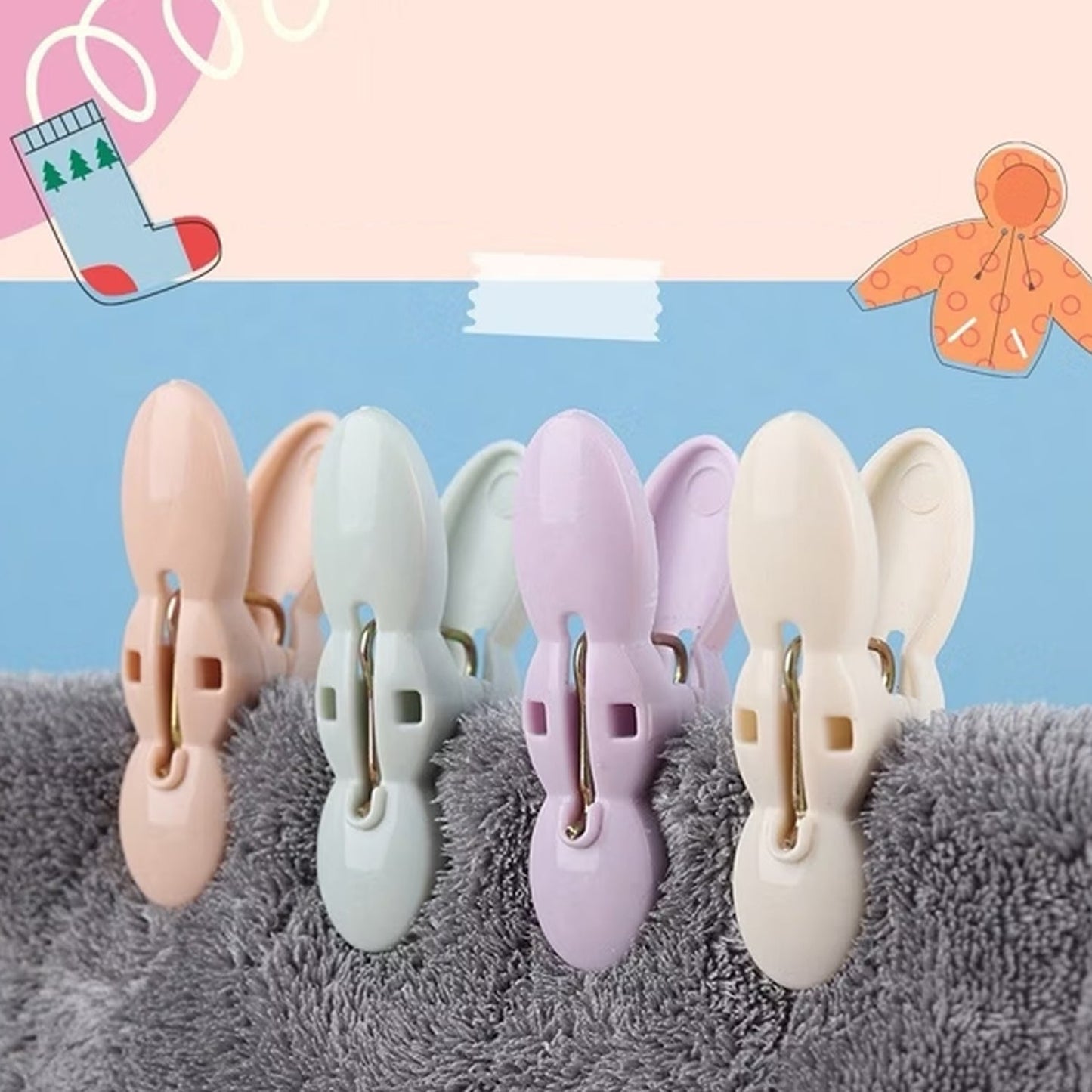 Clothes Drying Rope with Multipurpose Cloth Clips (1 Set) signaturekarts