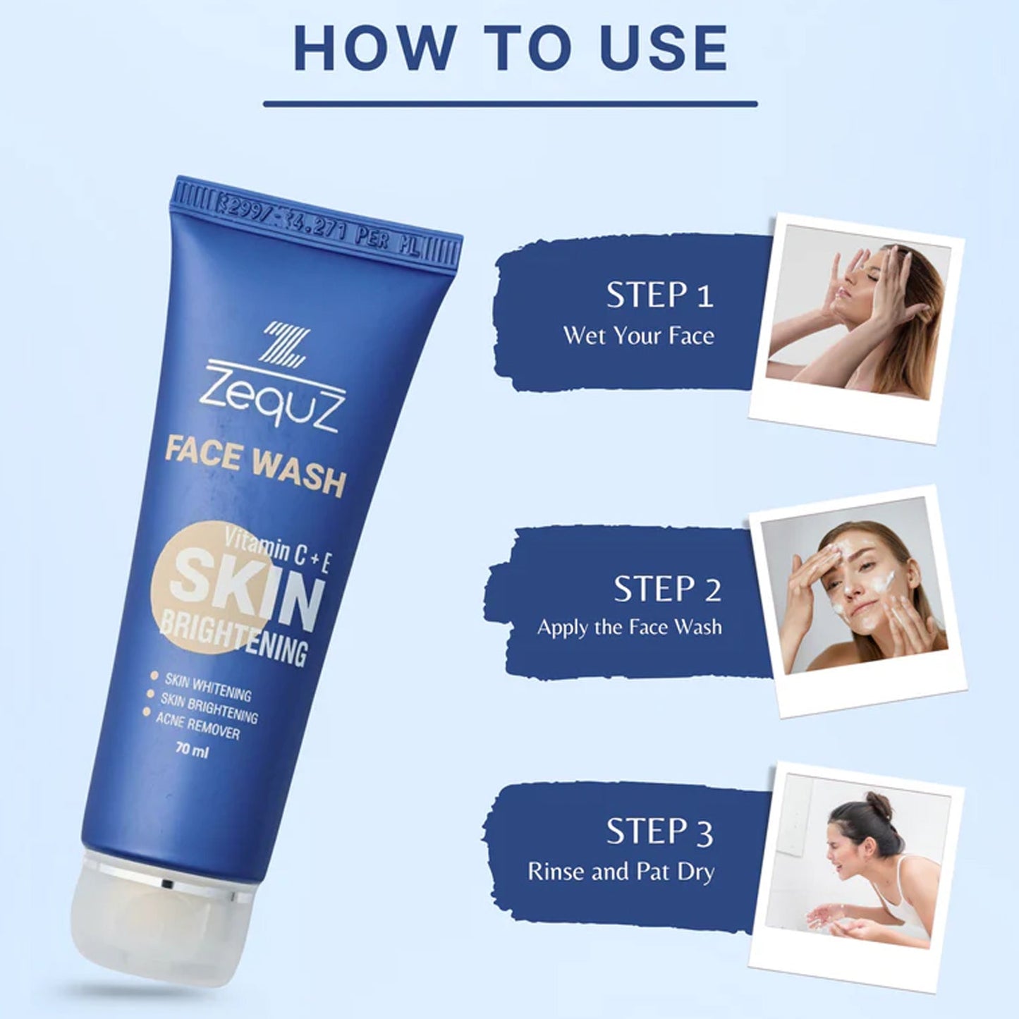 Zequz Vitamin C + E Brightening Face Wash - (1 Pc / 70 ML) signaturekarts