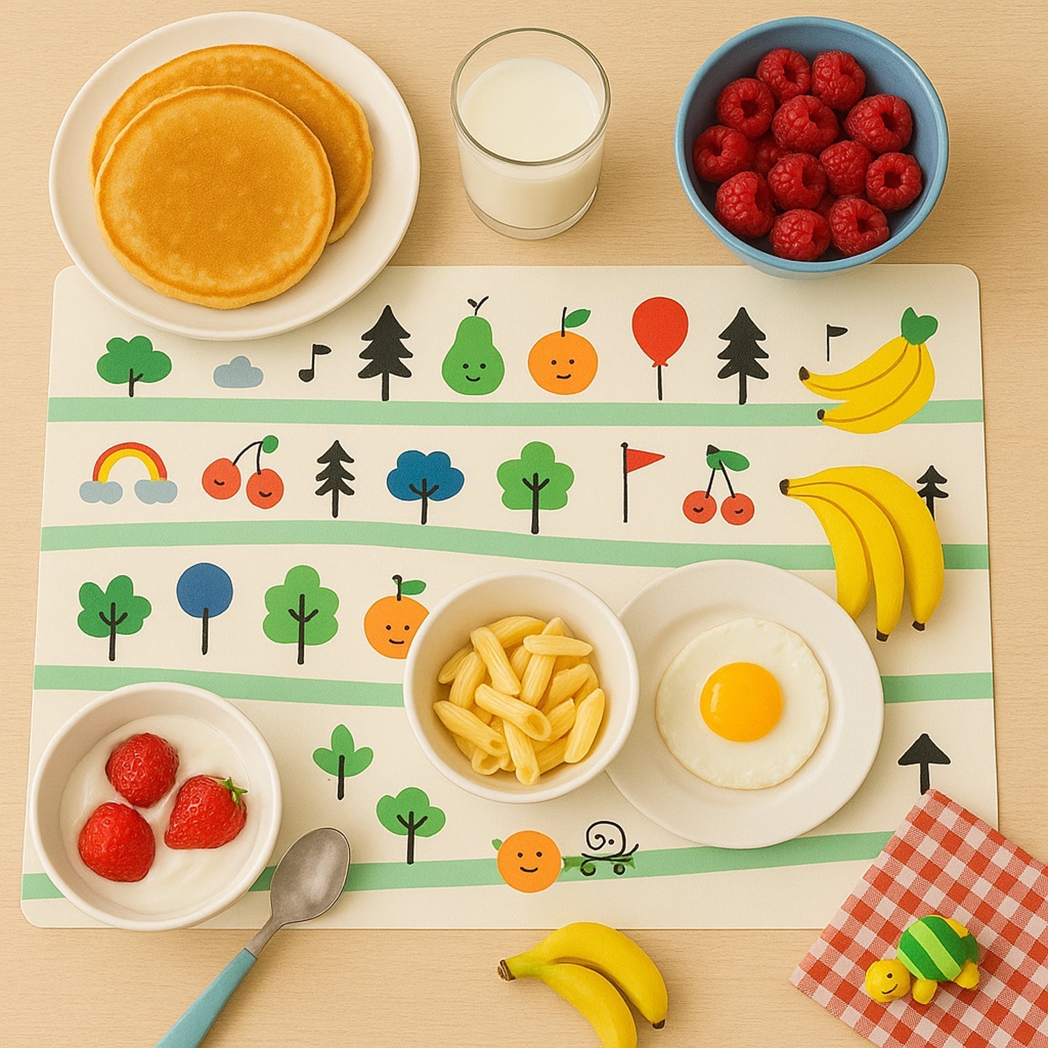 Colorful Cartoon Printed Dining Table Placemats for Kids (4 Pc / 40x30 Cm) signaturekarts