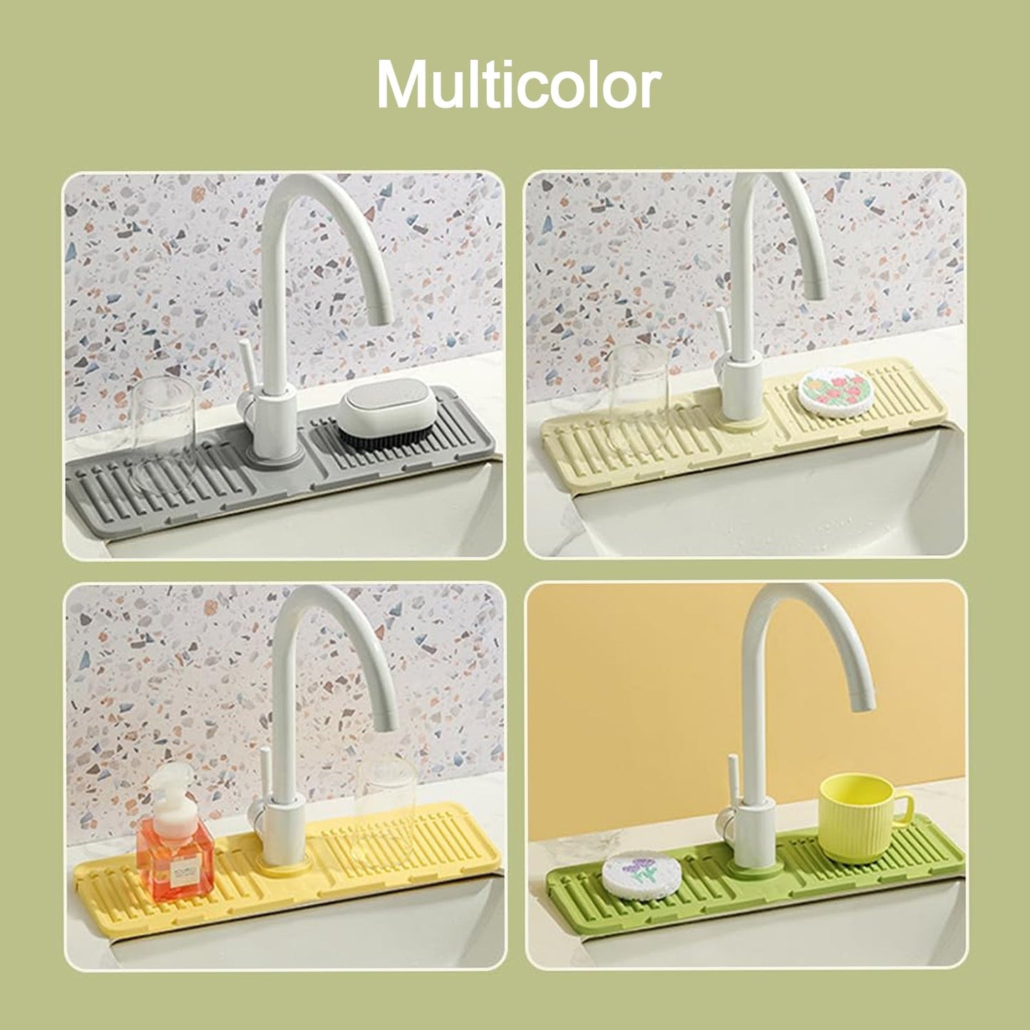 Silicone Faucet Splash Guard Pad Kitchen & Bathroom Sink (1 Pc / Mix Design & Size) Your Brand