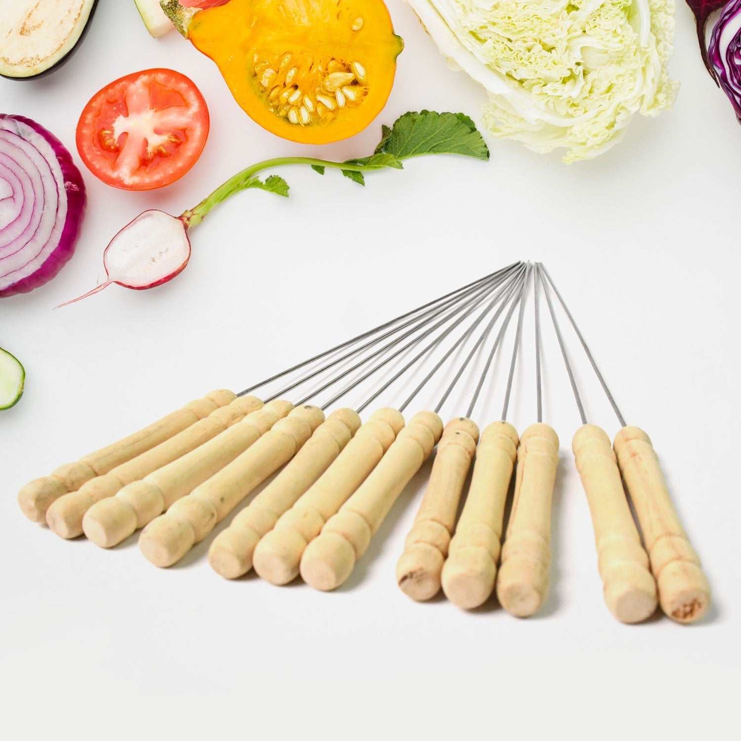 BBQ Tandoor Skewers Grill Sticks for Barbecue (Pack of 12) Signature Kart