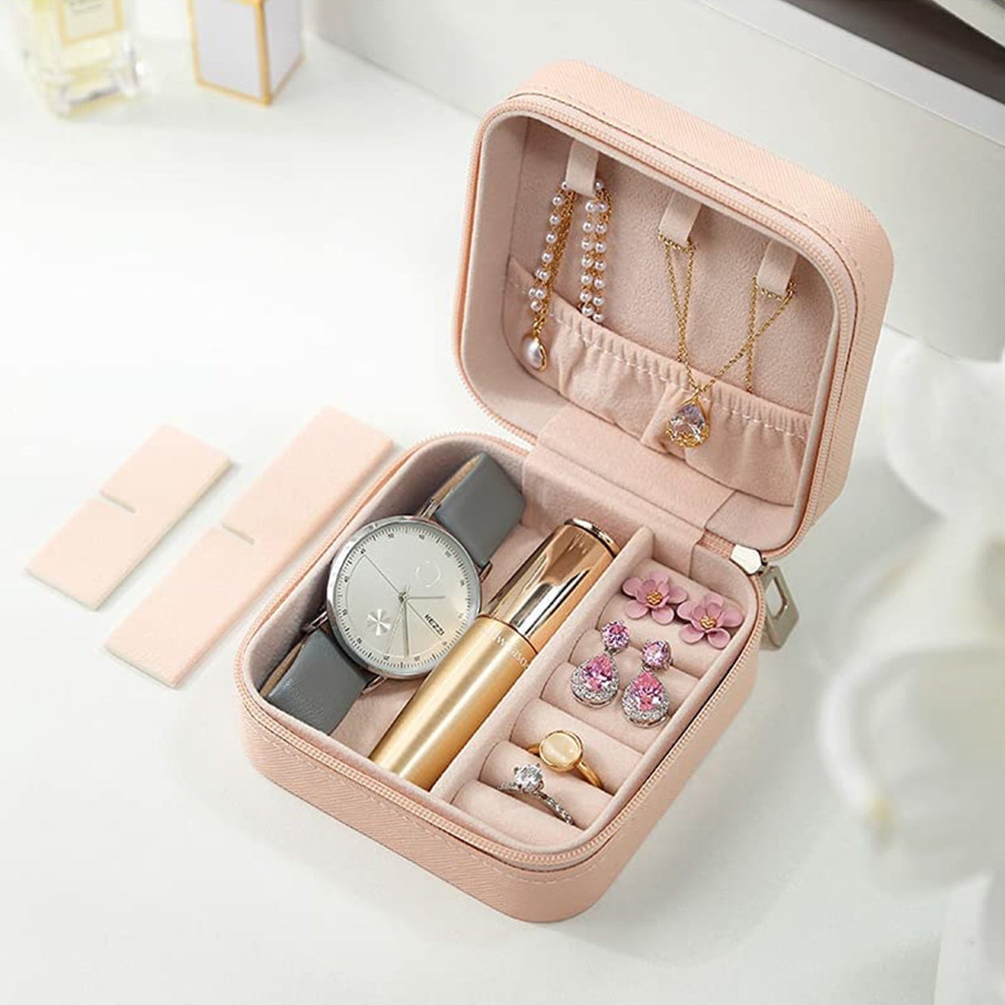 Mini PU Leather jewellery Box for Travel & Storage signaturekarts