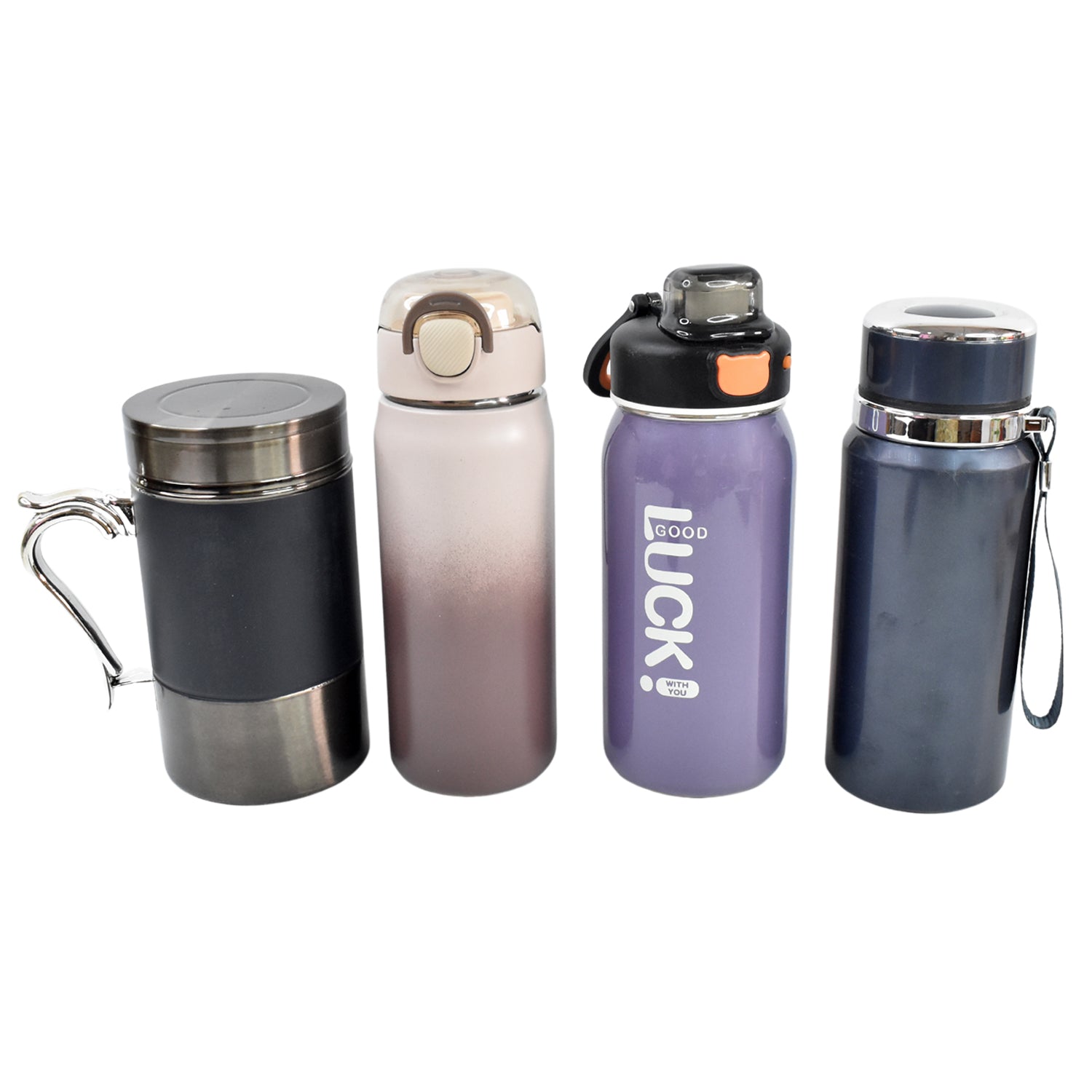 Stainless Steel Water Bottles Approx 600ML (Mix Design & Color / 1 Pc) Signature kart