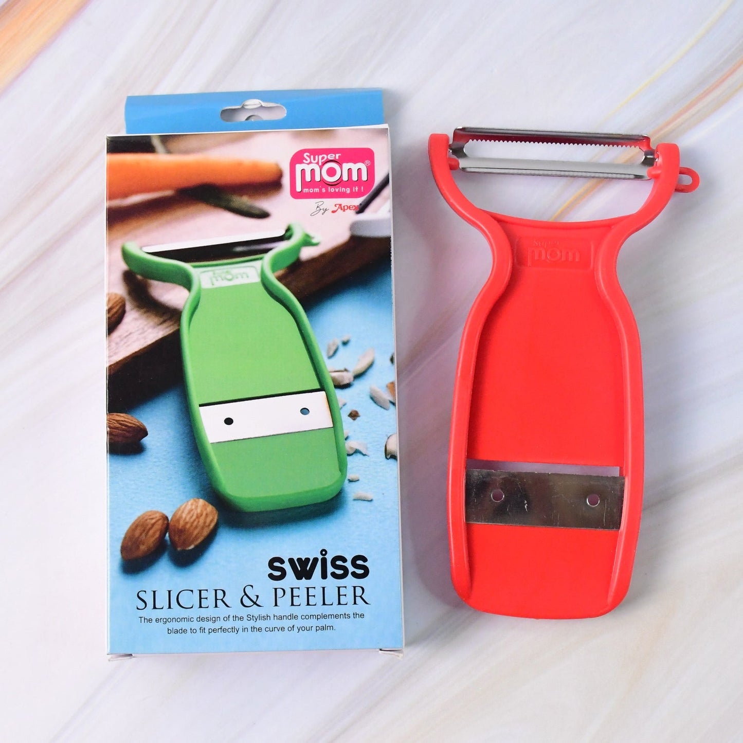 Supermom Swiss 2-in-1 Slicer & Peeler with Ultra Sharp Stainless Steel Blades signaturekarts
