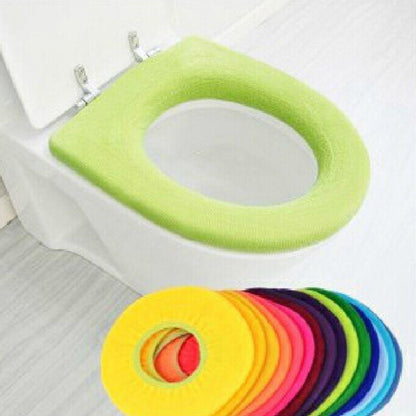 Bathroom Soft Thicker Warmer Stretchable Washable Cloth Toilet Seat Cover (1pc) signaturekarts
