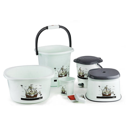 Plastic Bathroom Accessories Set (Mix Color / 6 Pc) signaturekarts