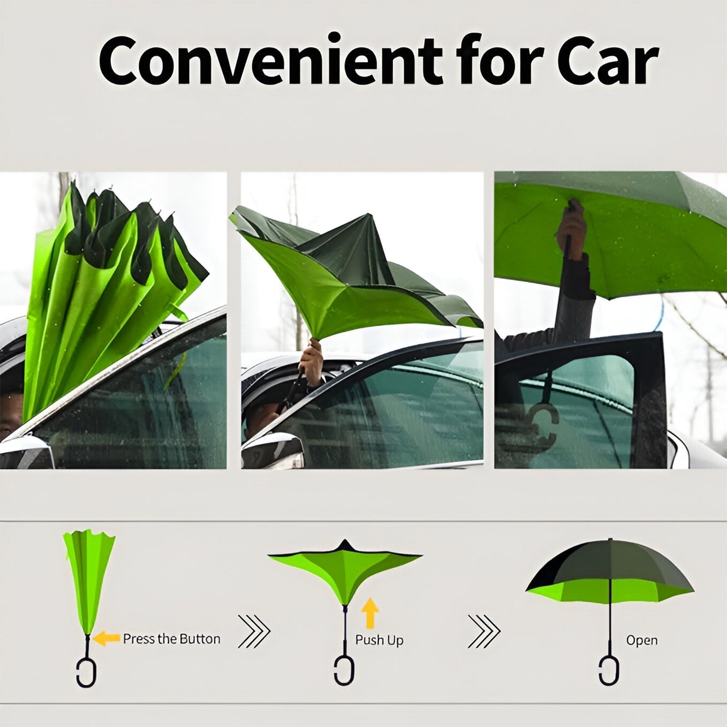 Foldable UV & Rain Umbrella with C-Shaped Handle – Kids (1 Pc / Mix Color) Signaturekarts