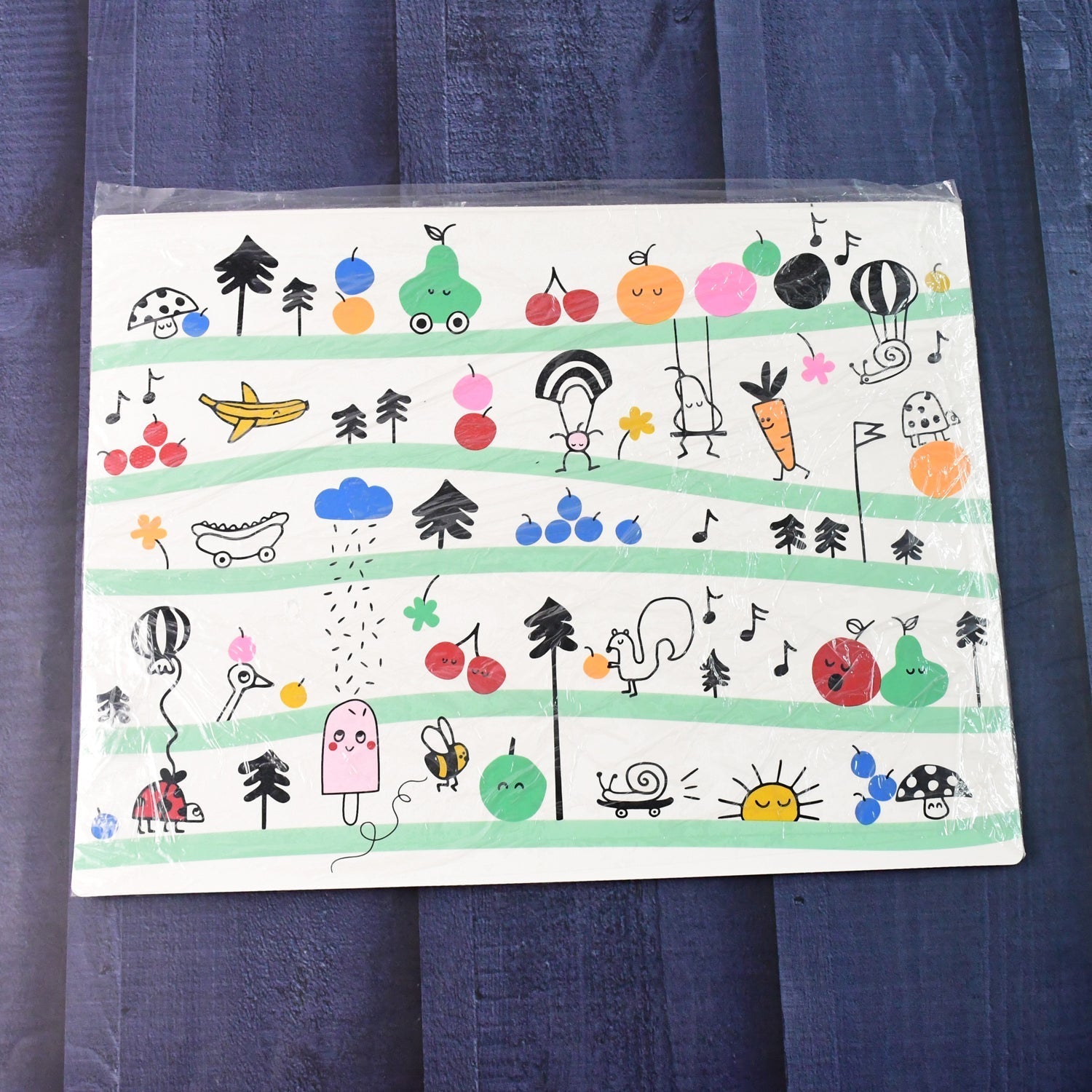 Colorful Cartoon Printed Dining Table Placemats for Kids (4 Pc / 40x30 Cm) signaturekarts