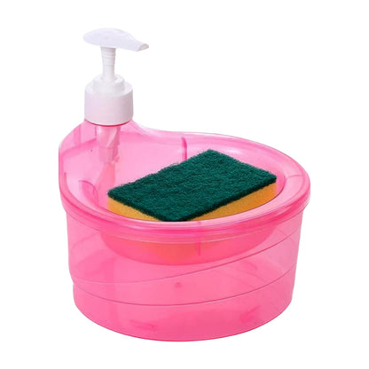 2 in 1 Double Layer Liquid Soap Dispenser with Pump and Sponge signaturekarts
