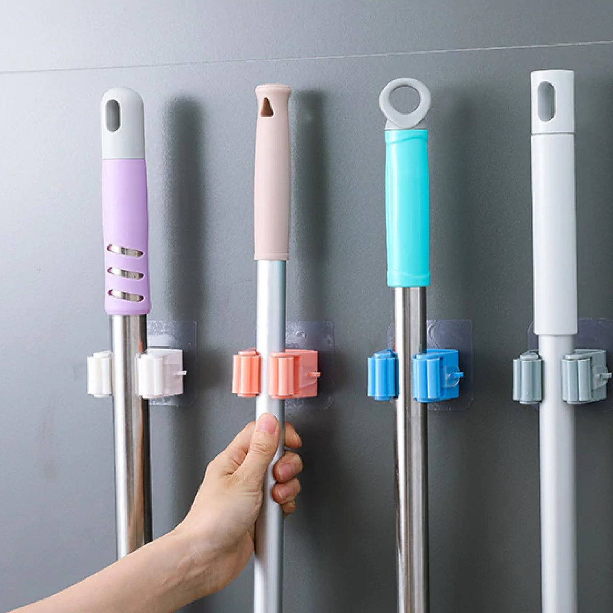 Magic Sticker Series Self Adhesive Mop and Broom Holder Signaturekarts
