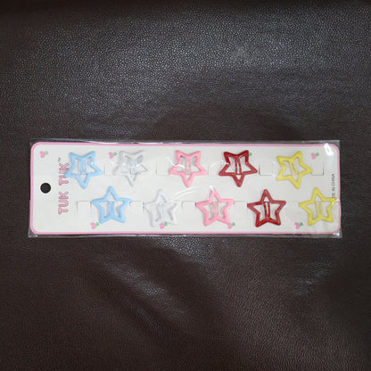 Metal Printed Star Shape Hair Clips (10 Pcs Set) Signature kart