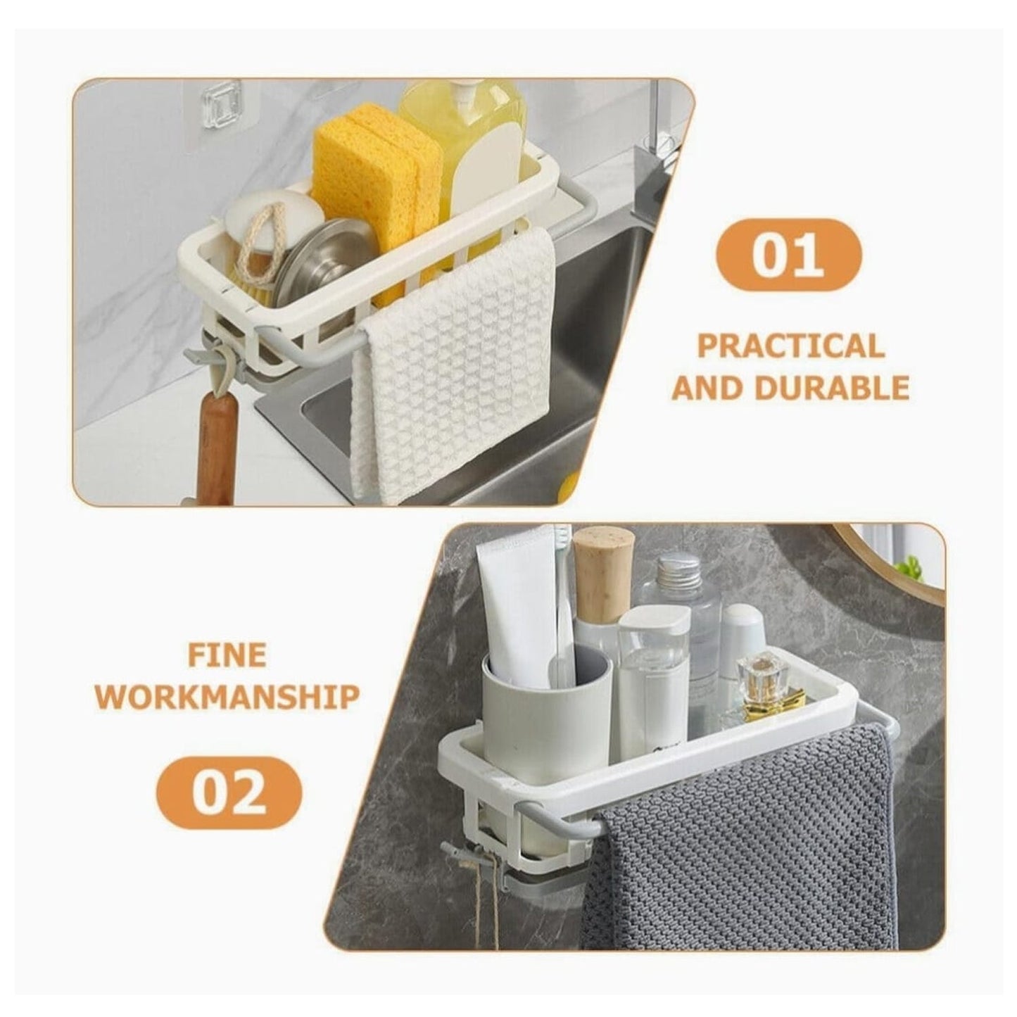 Hanging Drain Rack & Sponge Holder Basket for Kitchen Sink Storage signaturekarts