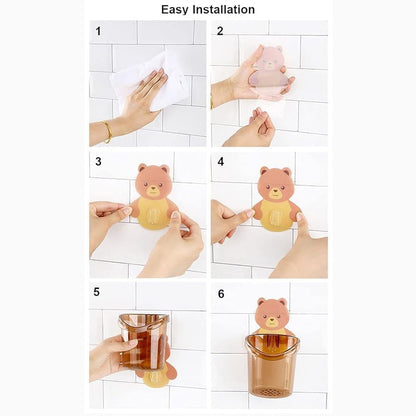 Cute Teddy Bear Toothbrush Holder for Kids (3 Pc Set) The Morsignaturekarts