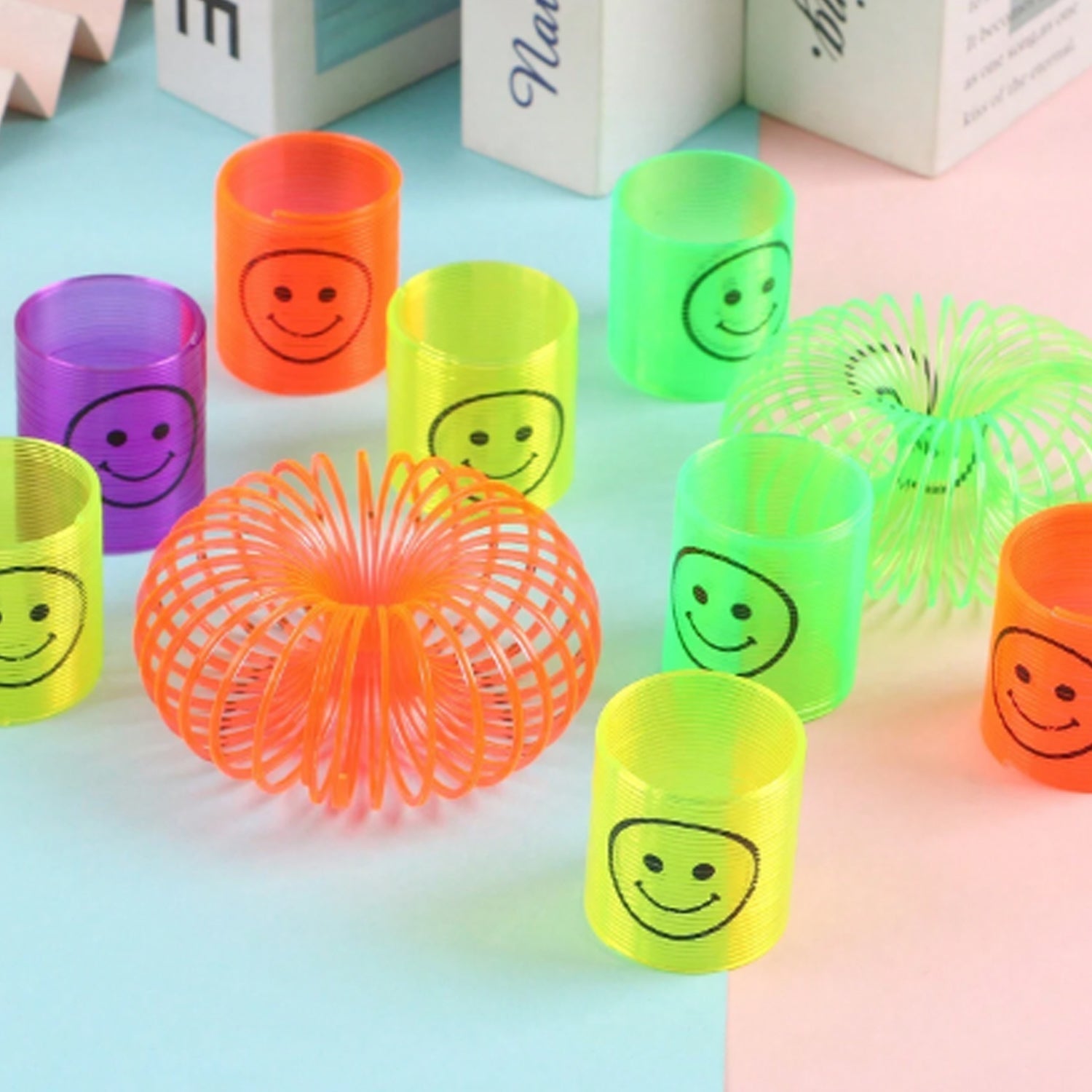 Multicolor Magic Smiley Spring, Spring Toys, Slinky spring toy(12 Pcs Set) signaturekarts